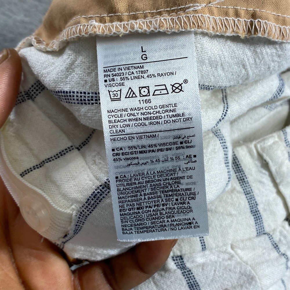 Old Navy Shorts Womens L White Navy Taylor Extra High Rise Linen Blend Striped - Picture 6 of 10